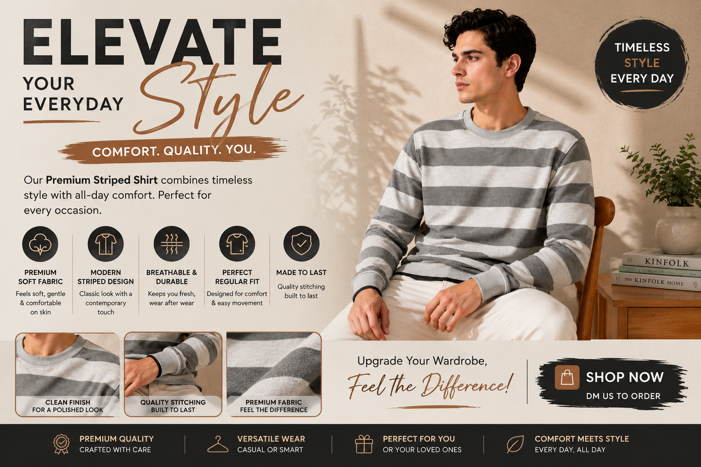 Classic Striped Crew Neck T-Shirt