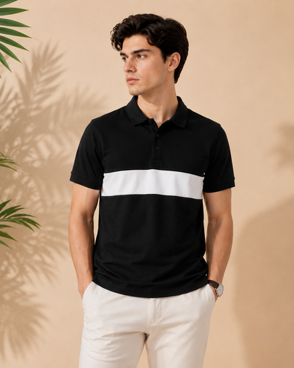 Athletic T-Shirt with White Stripe