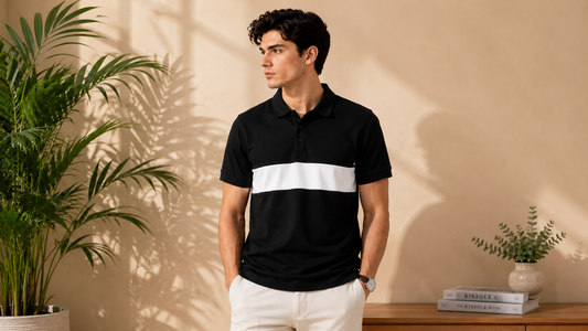 Athletic T-Shirt with White Stripe
