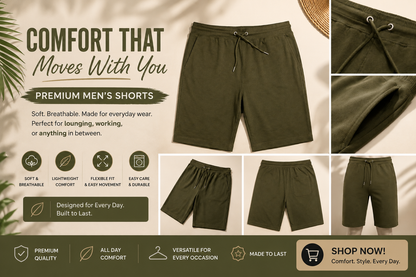 Premium Men's Casual Shorts | Lightweight, Breathable & Comfortable Everyday Wear